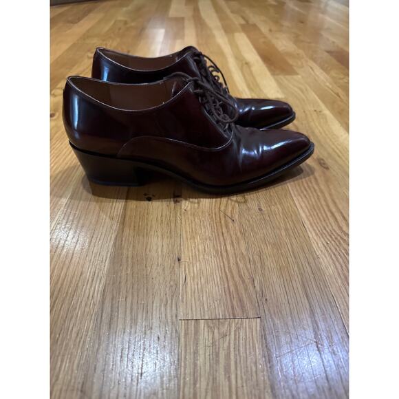 Fratelli Rossetti Women's Block Heel Pointed Toe Lace Up Oxfords Red Leather 37 - Picture 8 of 9